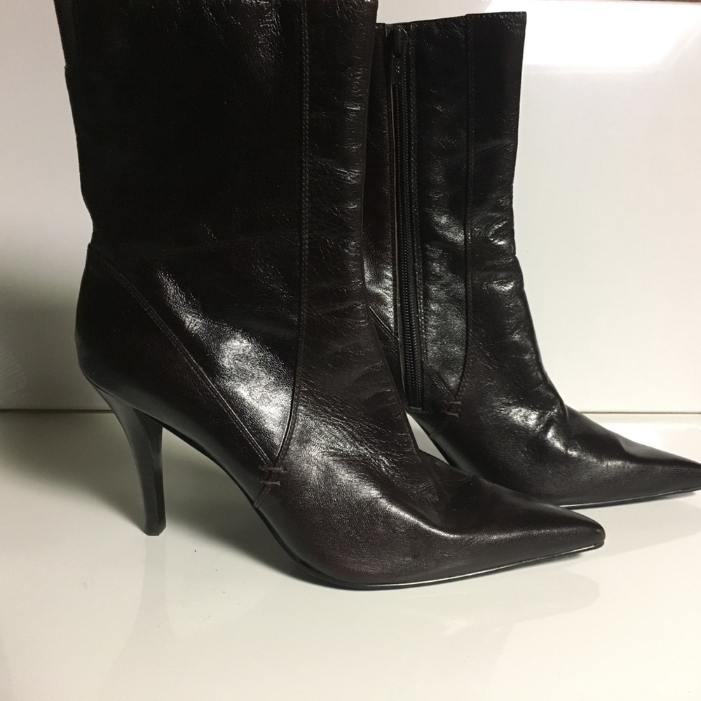 Dark Chocolate Brown leather boots.
